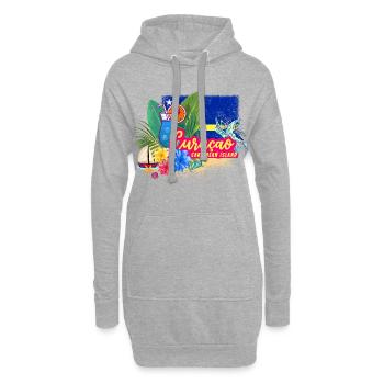 Souvenir caribéen vintage de Curaçao avec tortue - Sweat-shirt à capuche long Femme - gris chiné - Devant
