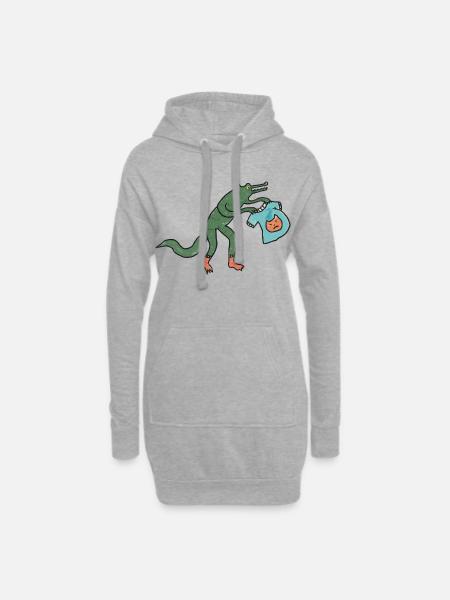 Kroko_mit_shirt - Hoodie-Kleid - Grau meliert