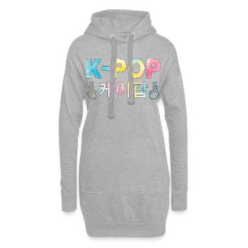 K Pop Hangul Coréen Cœur de doigt - Sweat-shirt à capuche long Femme - gris chiné - Devant