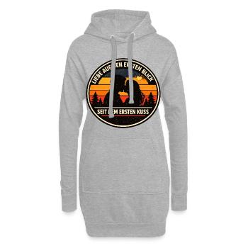 Liebe auf den ersten Blick Spruch - Hoodie-Kleid - Grau meliert - Vorne