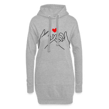 Promis au petit doigt Mains d’amour avec symbole de cœur - Sweat-shirt à capuche long Femme - gris chiné - Devant