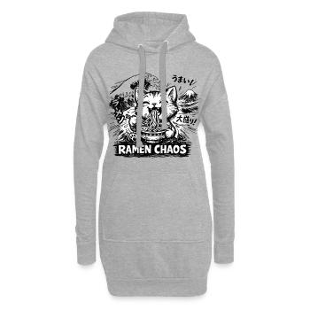 Ramen Nudeln Katzenliebhaber Retro Kawaii Katzen - Hoodie-Kleid - Grau meliert - Vorne