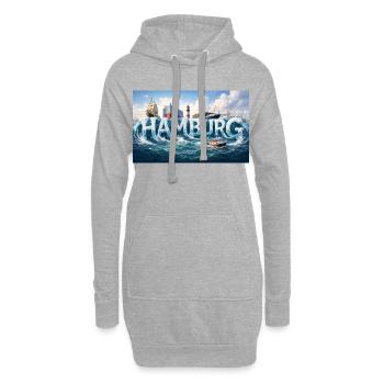 Hamburg Waves au port - Sweat-shirt à capuche long Femme - gris chiné - Devant