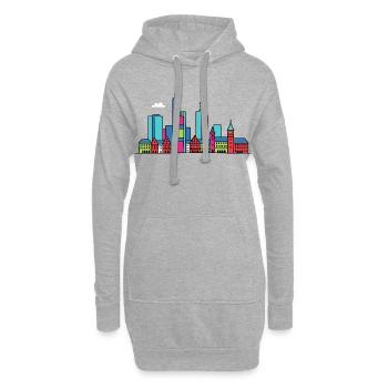 Ligne de la ligne de la skyline de la ville de Francfort - Sweat-shirt à capuche long Femme - gris chiné - Devant