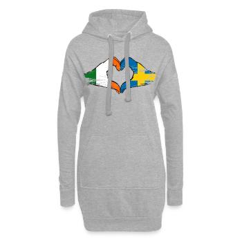 Irland Schweden Flagge Hände Herzform - Hoodie-Kleid - Grau meliert - Vorne