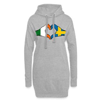 Ireland Sweden Flag Hands Heart Shape - Hoodie Dress - heather grey - Front