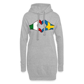 Italy Sweden Flag Hands Heart Shape - Hoodie Dress - heather grey - Front