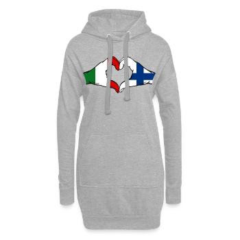 Italie Drapeau Finlande Mains Forme de cœur - Sweat-shirt à capuche long Femme - gris chiné - Devant