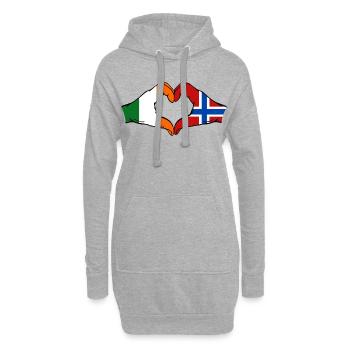 Ireland Norway Flag Hands Heart Shape - Hoodie Dress - heather grey - Front