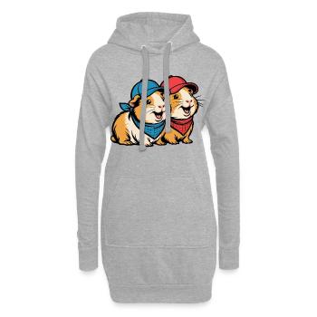 Süße Meerschweinchen Freunde – Lustiges Tiermotiv - Hoodie-Kleid - Grau meliert - Vorne