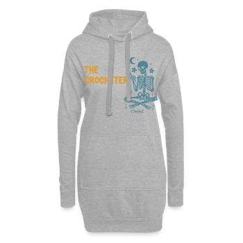 Drôle d’amoureux du crochet Le crocheteur Crochet squelette - Sweat-shirt à capuche long Femme - gris chiné - Devant