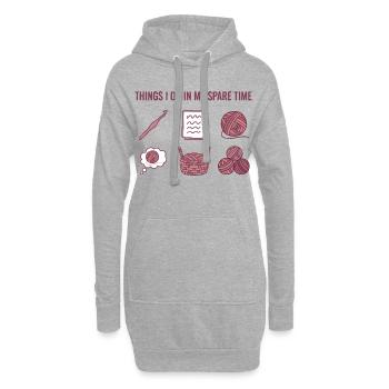 Choses que je fais pendant mon temps libre Amant drôle du crochet - Sweat-shirt à capuche long Femme - gris chiné - Devant
