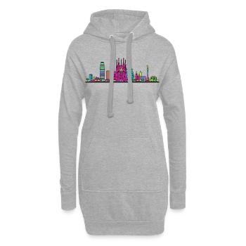 Barcelona City Skyline Sagrada Familia Linienzeichnung - Hoodie-Kleid - Grau meliert - Vorne