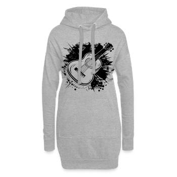 Graphismes Ukulélé - Sweat-shirt à capuche long Femme - gris chiné - Devant