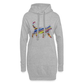 Animaux arc-en-ciel Prisme Chat - Sweat-shirt à capuche long Femme - gris chiné - Devant