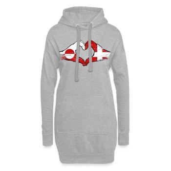 Mains du drapeau du Groenland, Danemark, forme de cœur utilisée - Sweat-shirt à capuche long Femme - gris chiné - Devant