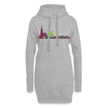 Straßburger Skyline Kathedrale Linienkunst - Hoodie-Kleid - Grau meliert - Vorne