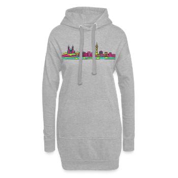Lyon City Skyline Basilica Moderne Linienkunst - Hoodie-Kleid - Grau meliert - Vorne