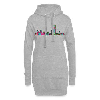 Moderne Linienkunst der Stadtsilhouette von Nantes City - Hoodie-Kleid - Grau meliert - Vorne