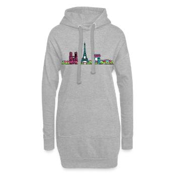 Paris City Skyline Eiffelturm Moderne Linienkunst - Hoodie-Kleid - Grau meliert - Vorne