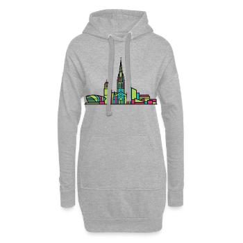 Coventry City Skyline Kathedralruinen Linienzeichnung - Hoodie-Kleid - Grau meliert - Vorne