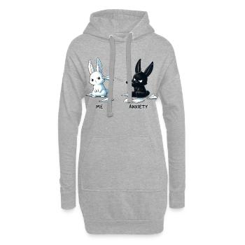 Conception du mème Fear Bunny - Sweat-shirt à capuche long Femme - gris chiné - Devant