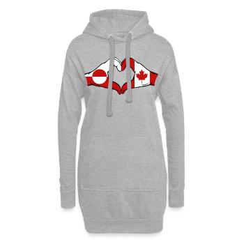 Drapeau du Canada Groenland, Mains en forme de cœur - Sweat-shirt à capuche long Femme - gris chiné - Devant