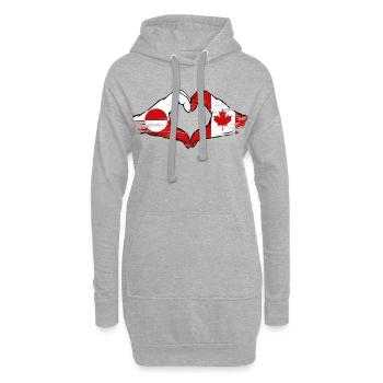 Mains du drapeau du Groenland, Canada, forme de cœur utilisée - Sweat-shirt à capuche long Femme - gris chiné - Devant