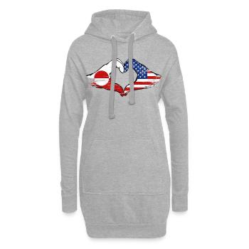 Mains du drapeau américain du Groenland en forme de cœur utilisées - Sweat-shirt à capuche long Femme - gris chiné - Devant
