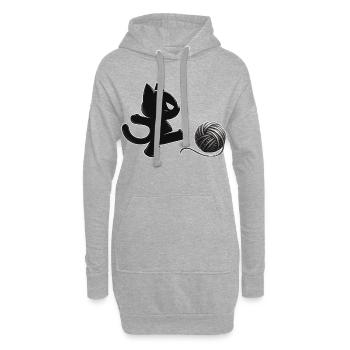 Wütende Katze tritt Wollknäuel – Lustiges Katzenmo - Sweat-shirt à capuche long Femme - gris chiné - Devant