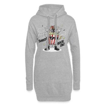 Costume de popcorn Souris Musique rock - Sweat-shirt à capuche long Femme - gris chiné - Devant