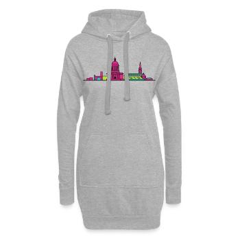 Hamilton City Skyline Mausoleum Linienzeichnung - Hoodie-Kleid - Grau meliert - Vorne