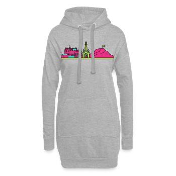 Silhouette du château de la ligne urbaine d’Édimbourg Art moderne en ligne - Sweat-shirt à capuche long Femme - gris chiné - Devant