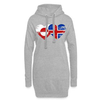 Cœur du drapeau du Groenland Islandade utilisé - Sweat-shirt à capuche long Femme - gris chiné - Devant