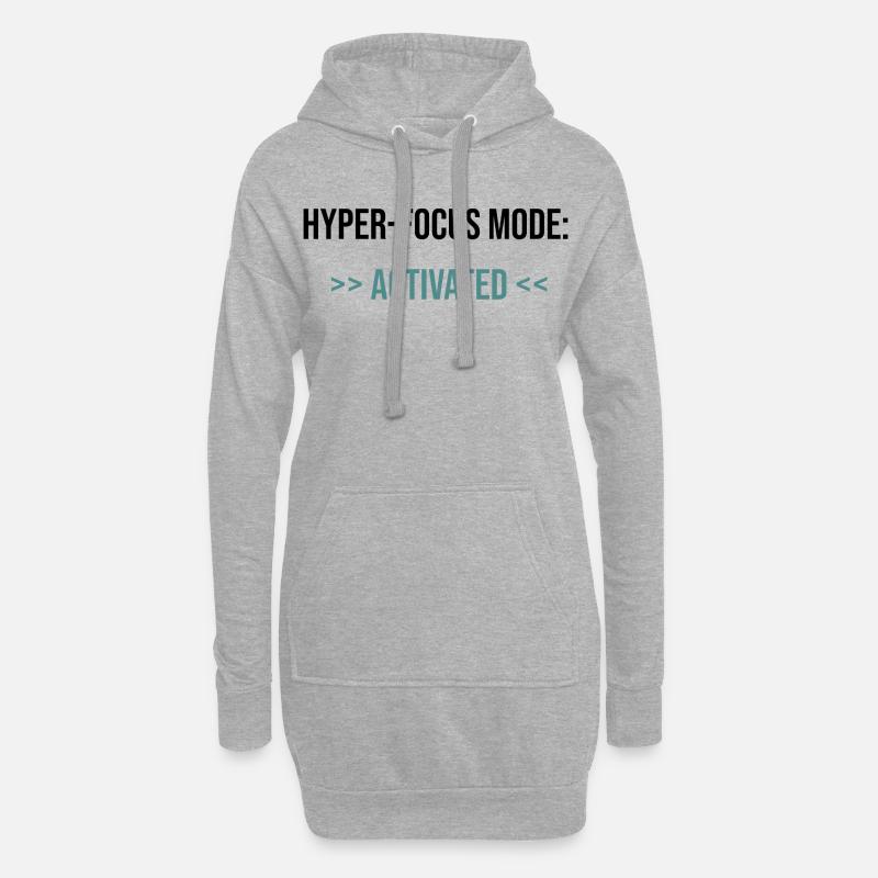 Hyper-Focus Mode: Activated - Statement - Hoodie Dress - heather grey