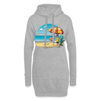 Strandurlaub Cartoon mit Sonnenschirm - Hoodie-Kleid - Grau meliert - Vorne