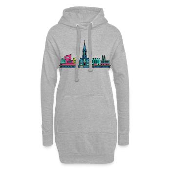 Silhouette de la ville de Tilburg Église Saint-Joseph Art - Sweat-shirt à capuche long Femme - gris chiné - Devant