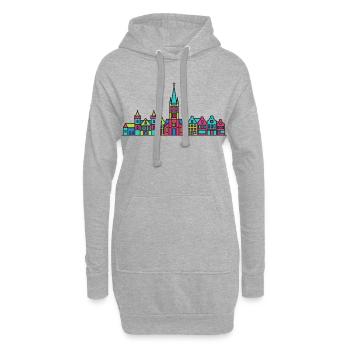 Ligne de la silhouette de la ville de Nimègue Waal Bridge - Sweat-shirt à capuche long Femme - gris chiné - Devant