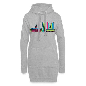 Die Haager Stadtsilhouette Binnenhof Moderne Linienkunst - Hoodie-Kleid - Grau meliert - Vorne