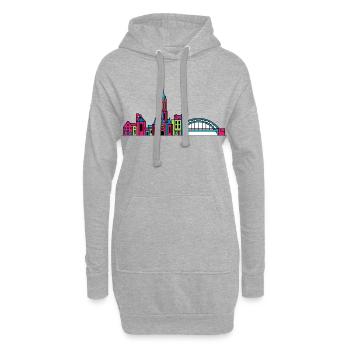 Ligne de la silhouette de la ville de Nimègue Waal Bridge - Sweat-shirt à capuche long Femme - gris chiné - Devant