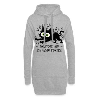 Abschluss 2026 Grundschule Ich habe fertig Katze - Hoodie-Kleid - Grau meliert - Vorne