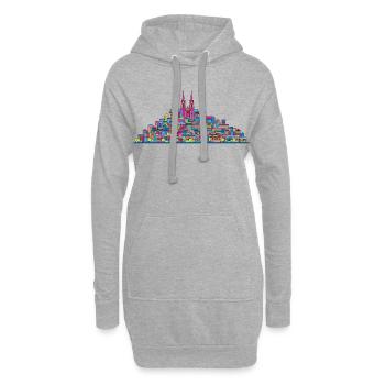 Moderne Linienkunst der Stadtsilhouette der Stadt Lausanne - Hoodie-Kleid - Grau meliert - Vorne