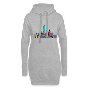 Geneva City Skyline Jet d'Eau Moderne Kunst - Hoodie-Kleid - Grau meliert - Vorne