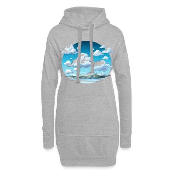 Himmelwolken über Inselmeer - Hoodie-Kleid - Grau meliert - Vorne