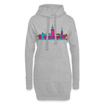 Silhouette de la ville de Stockholm Gamla Stan Art moderne - Sweat-shirt à capuche long Femme - gris chiné - Devant