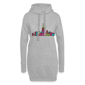 Jonköping City Skyline Lake Vattern-Linienkunst - Hoodie-Kleid - Grau meliert - Vorne