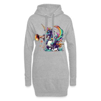 Farbexplosion Einhorn-Trompeter - Hoodie-Kleid - Grau meliert - Vorne