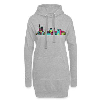 Cathédrale Skyline de la ville d’Uppsala Art moderne en ligne - Sweat-shirt à capuche long Femme - gris chiné - Devant