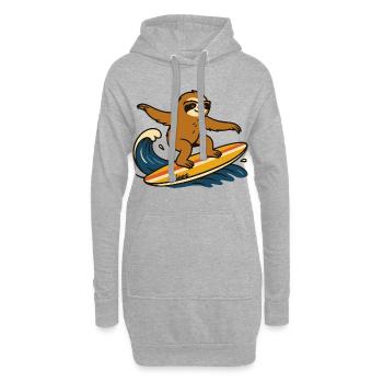 Paresseux surfeur sur une planche de surf - Sweat-shirt à capuche long Femme - gris chiné - Devant