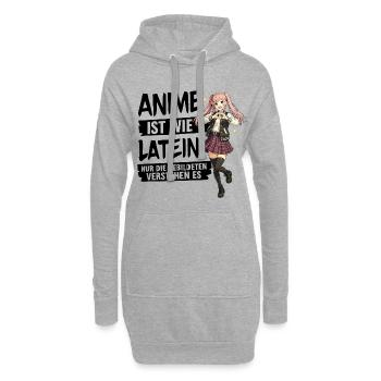 Anime Schulmädchen Herzpose - Hoodie-Kleid - Grau meliert - Vorne